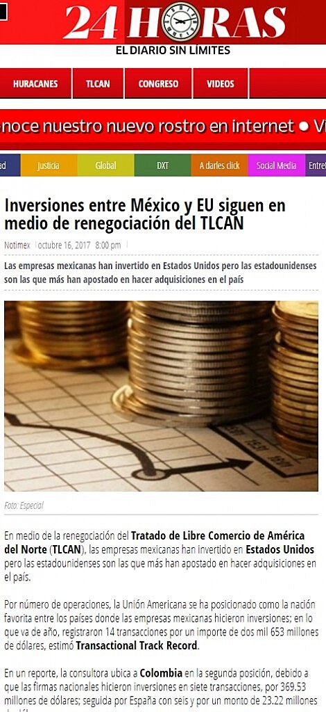 Inversiones entre Mxico y EU siguen en medio de renegociacin del TLCAN